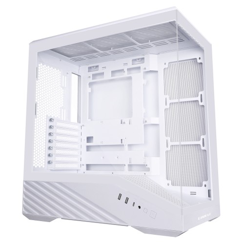 VECTOR V100 White/ミドルタワーPCケース/ホワイト/ピラーレスデザイン/大型GPU対応/背面コネクタMB対応/LEDストリップや小物展示スペース装備
