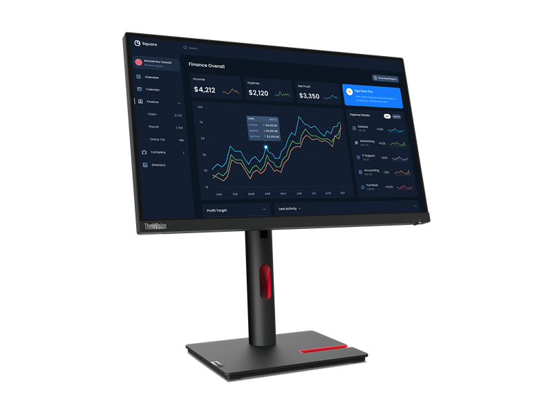 ThinkVision T22i-30 （21.5型/1920×1080/アナログ(mini D-Sub 15PIN)x1、DisplayPort x1、HDMI x1/黒/スピーカーなし）
