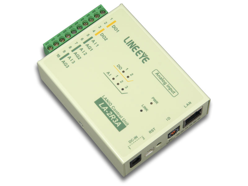 LAN接続型IOユニット アナログ入力3点/リレー出力2点