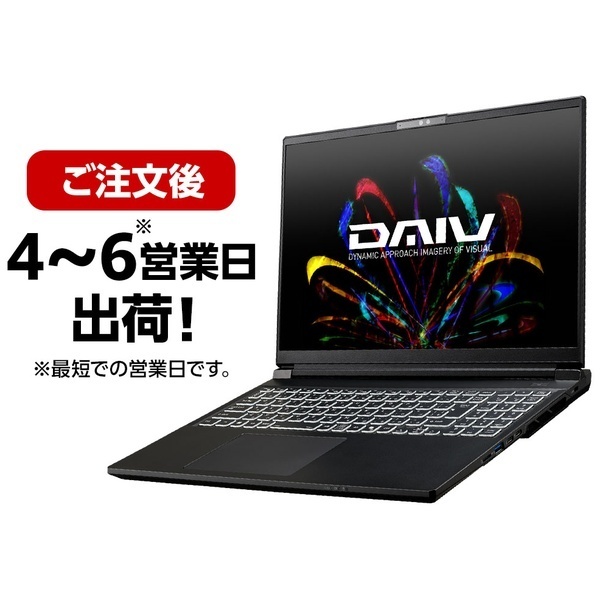 DAIV N6-I9G80BK-C（Core Ultra 9 275HX/64GB/SSD 2TB/ODD無/Win11 Pro/Office無/16型/解像度3840×2400/RTX 5080 Laptop GPU）