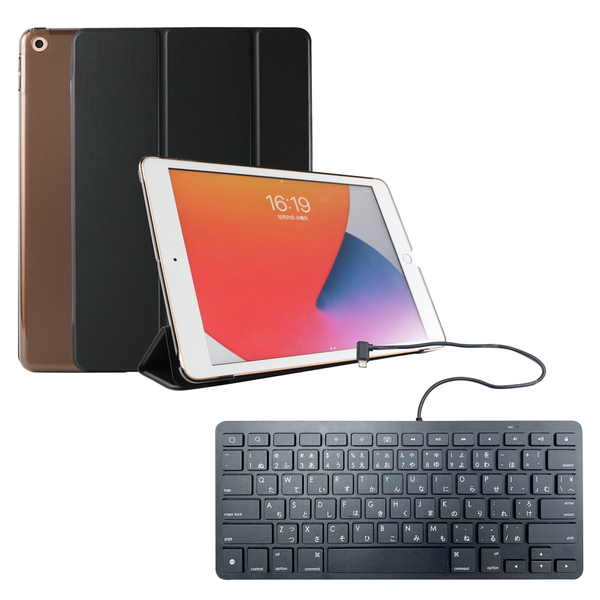 iPad 10.2（第9・8・7世代）対応 背面クリアフラップケース+Lightningキーボードセット