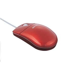 ボール式有線マウス USB接続 Largeサイズ クリアレッド