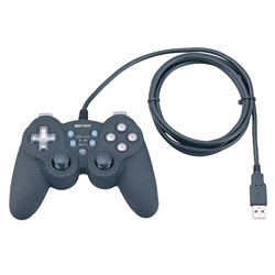 アナログスティック付12ボタンUSBゲームパッド振動・連射機能付ブラックイース6セット
