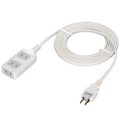2P3個口シャッター付電源タップ 5m ホワイト