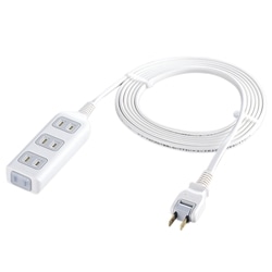 2P4個口シャッター付電源タップ 5m ホワイト