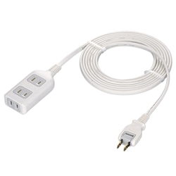2P3個口シャッター付電源タップ 3m ホワイト