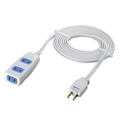 2P3個口電源タップ 2m ホワイト