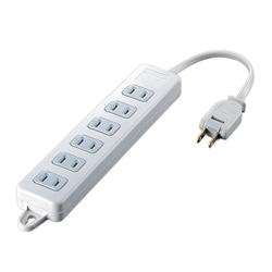 2P6個口電源タップ 20cm ホワイト