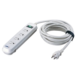 3P4個口抜止付電源タップ 3m ホワイト