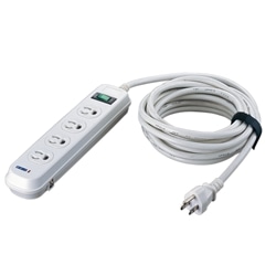 3P4個口抜止付電源タップ 5m ホワイト