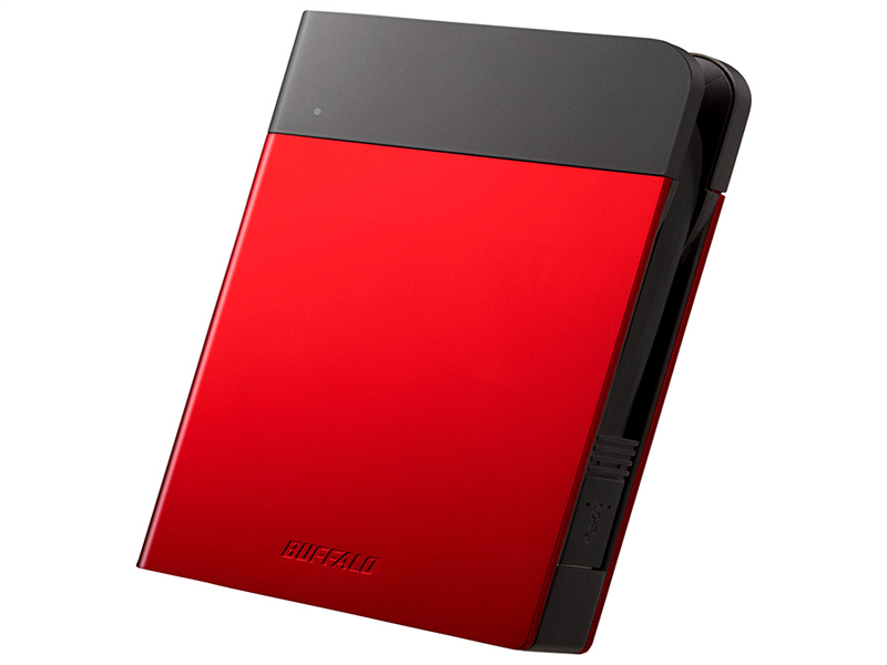 ICカード対応MILスペック 耐衝撃ボディー防雨防塵ポータブルHDD 1TB レッド