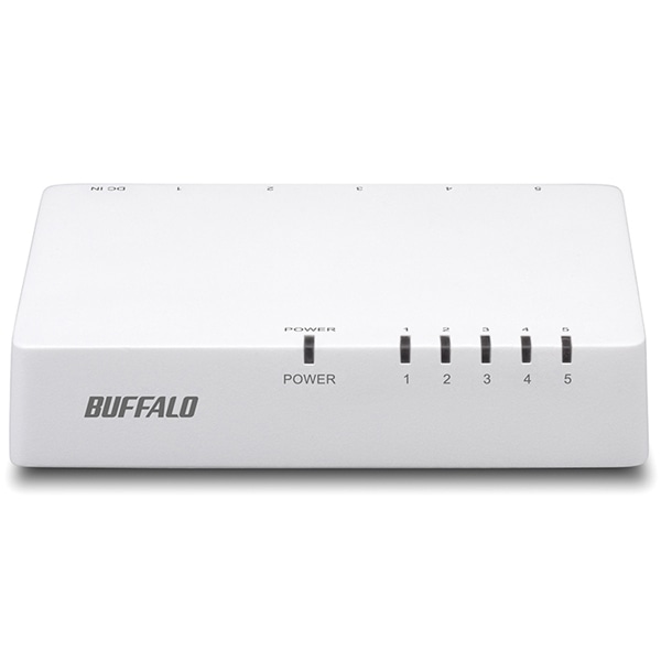 10/100Mbps対応 スイッチングHub プラスチック筐体/電源外付けモデル（マグネットなし） 5ポート ホワイト