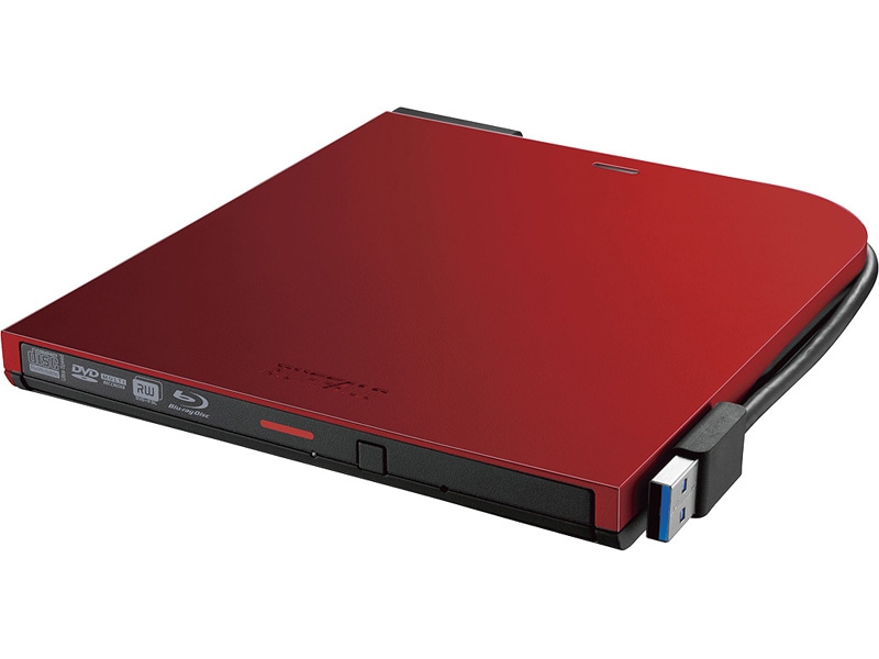 USB3.2(Gen1)対応 ポータブルBDドライブ 書込ソフト添付 レッド