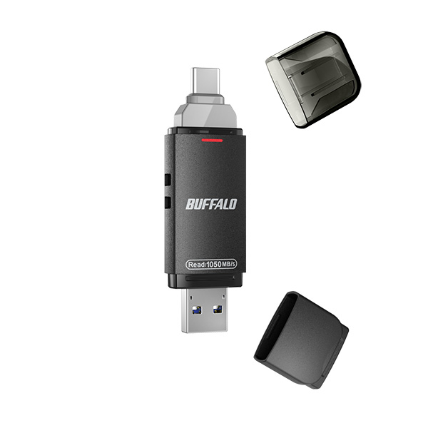 USB3.2(Gen2) Type-C/Aコネクター両対応 高速帯 スティック型SSD 1.0TB ブラック