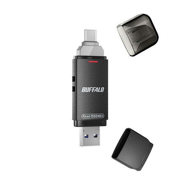 USB3.2(Gen2) Type-C/Aコネクター両対応 高速帯 スティック型SSD 2.0TB ブラック