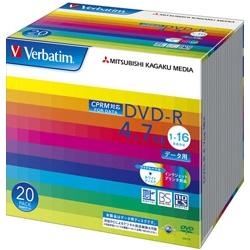 DVD-R 4.7GB CPRM PCデータ用 16倍速対応 20枚スリムケース入り ワイド印刷可能