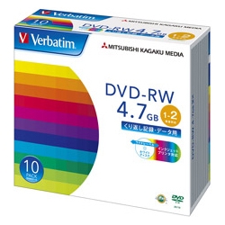 DVD-RW 4.7GB PCデータ用 2倍速対応 10枚スリムケース入り ワイド印刷可能