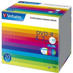 DVD-R 4.7GB PCデータ用 1-16倍速 20枚スリムケース入り ワイド印刷可能
