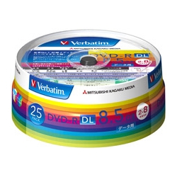 DVD-R DL 8.5GB PCデータ用 8倍速対応 25枚スピンドルケース入り ワイド印刷可能