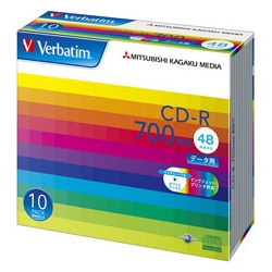 CD-R 700MB PCデータ用 48倍速対応 10枚スリムケース入り ワイド印刷可能