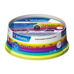DVD-R 4.7GB PCデータ用 16倍速対応 25枚スピンドルケース入り ワイド印刷可能