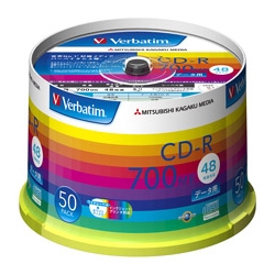CD-R 700MB PCデータ用 48倍速対応 50枚スピンドルケース入り ワイド印刷可能