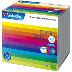 CD-R 700MB PCデータ用 48倍速対応 20枚スリムケース入り ワイド印刷可能