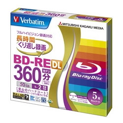 BD-RE 2層 録画用 260分 1-2倍速 5mmケース5枚パック ワイド印刷対応