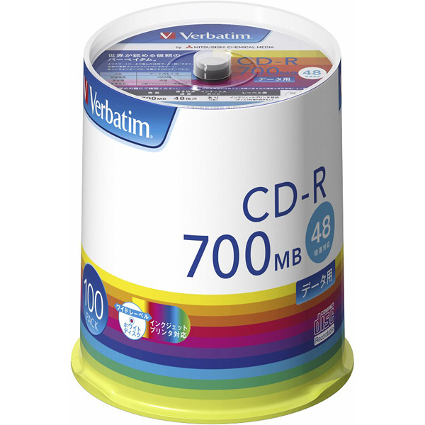 CD-R(Data) 700MB 48倍速 100枚スピンドル インクジェットプリンタ対応
