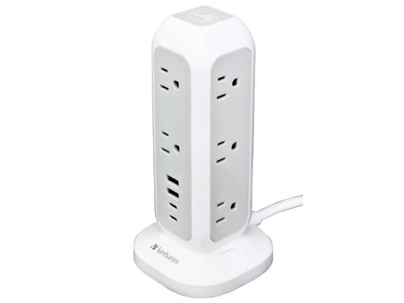 タワー型充電タップ 11xAC/2xUSB-C/2xUSB-A ホワイト