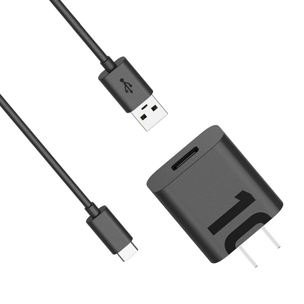 10W Rapid Wall Charger and 1m USB-A to C cable