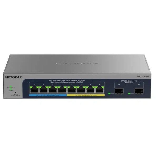 MS110TXUP PoE++マルチギガ(2.5G)8ポート 10G SFP+ x2 スマートクラウドスイッチ