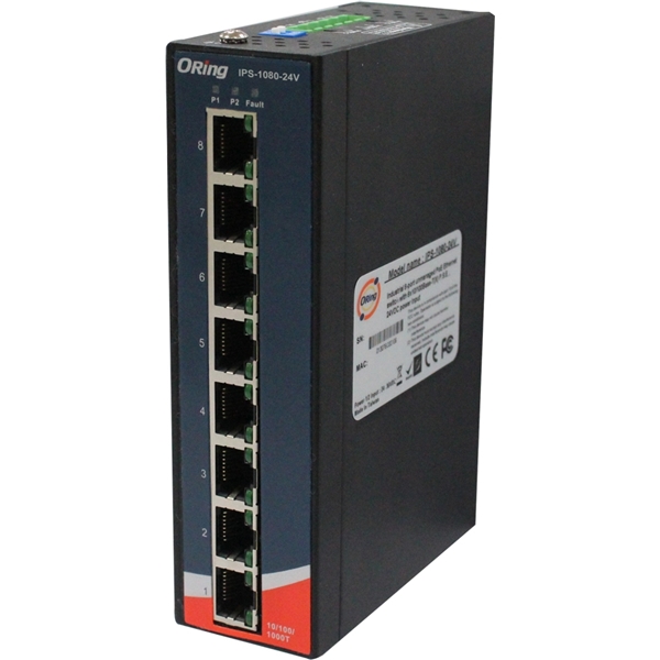 産業用PoEイーサネットスイッチ 24VDC入力対応 8ポート 非管理型