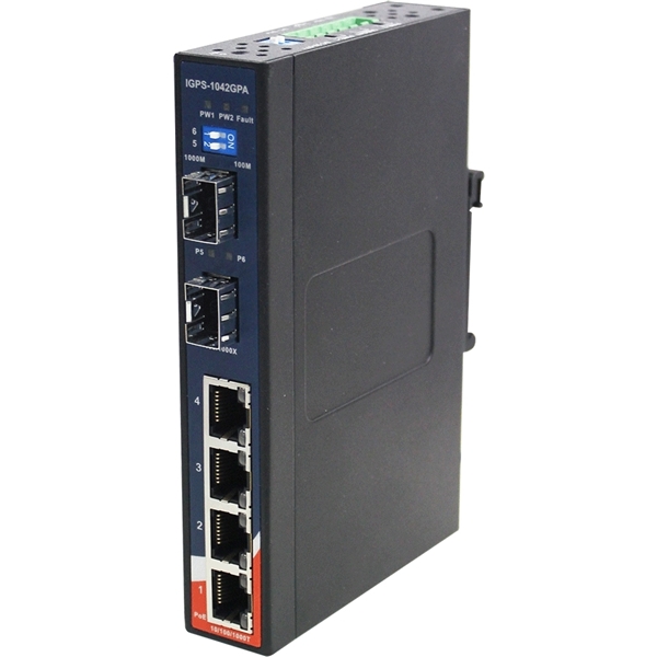 産業用ギガビットPoEイーサネットスイッチ 非管理型 PoE×4＋100/1000B-X SFP×2
