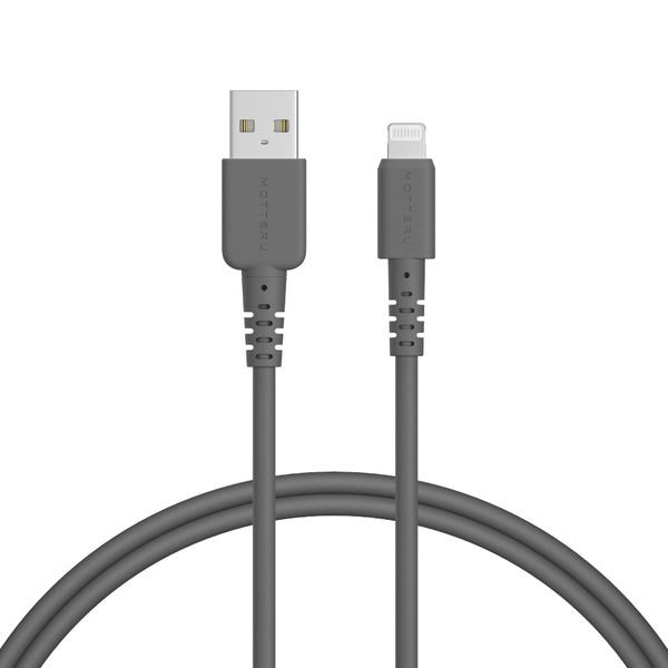 MOTTERU USB Type-A to Lightningシリコンケーブル 1m スモーキーブラック 2年保証