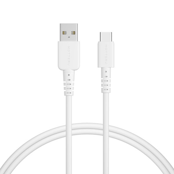 MOTTERU USB Type-A to Type-Cシリコンケーブル 1m エアリーホワイト 2年保証