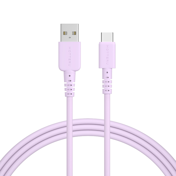 MOTTERU USB Type-A to Type-Cシリコンケーブル 2m ペールアイリス 2年保証