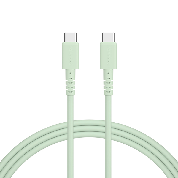 MOTTERU しなやかで絡まない シリコンケーブル 急速充電 データ転送対応 USB-C to USB-C 2m カラバリ全4色 2年保証 ピスタチオ