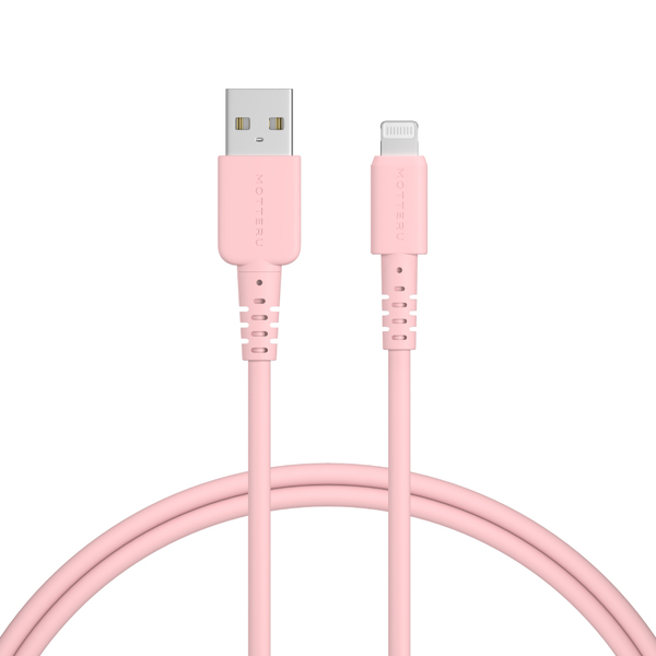 MOTTERU USB Type-A to Lightningシリコンケーブル 1m シェルピンク 2年保証