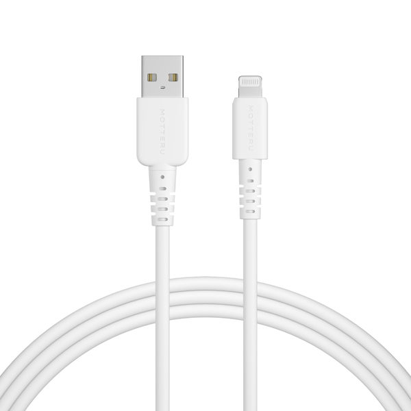 MOTTERU USB Type-A to Lightningシリコンケーブル 2m エアリーホワイト 2年保証