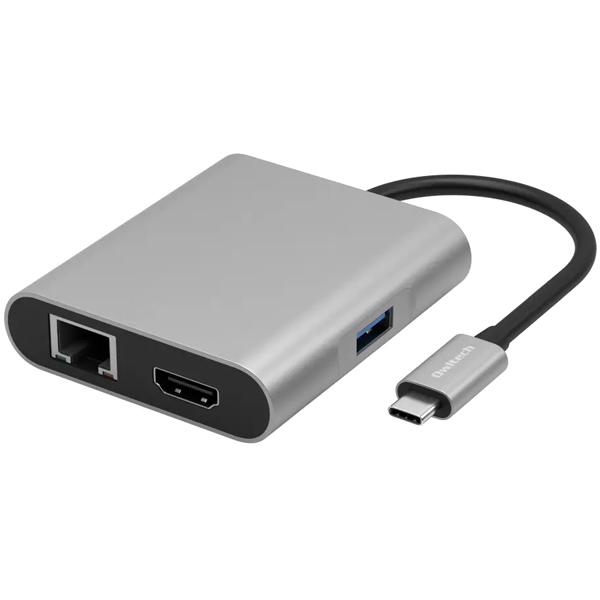変換アダプター/USBハブ/USB3.2 Gen1対応/PD100W給電ポート付き/4in1/USB Type-C to マルチポートアダプター/シルバー