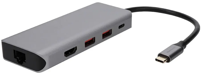 変換アダプター/USBハブ/USB 10Gbps対応/Type-A×2ポート/LANポート/RJ-45/HDMI/Type-Cポート/PD100W給電ポート付/5in1/USB Type-C to マルチポートアダプタ/シルバー