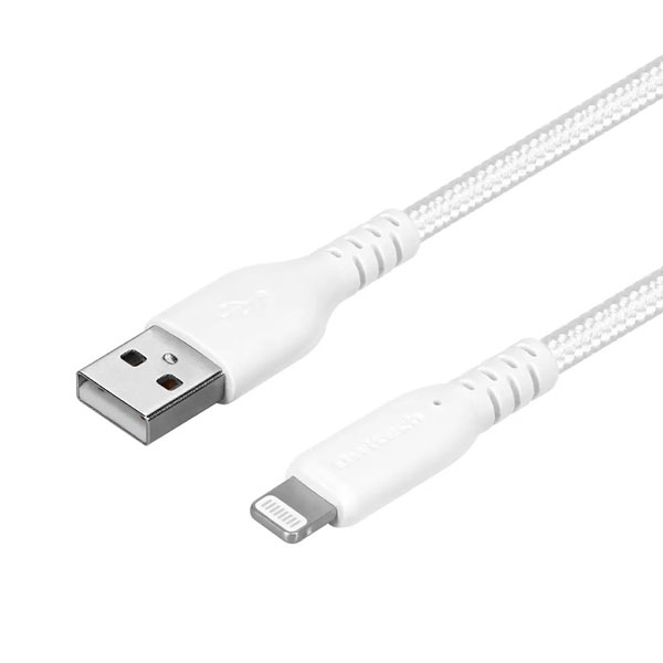 Lightningケーブル/USB Type-A to Lightning/MFi認証/超タフ/やわらか/断線に強い/急速充電/データ転送/2m/200cm/ホワイト