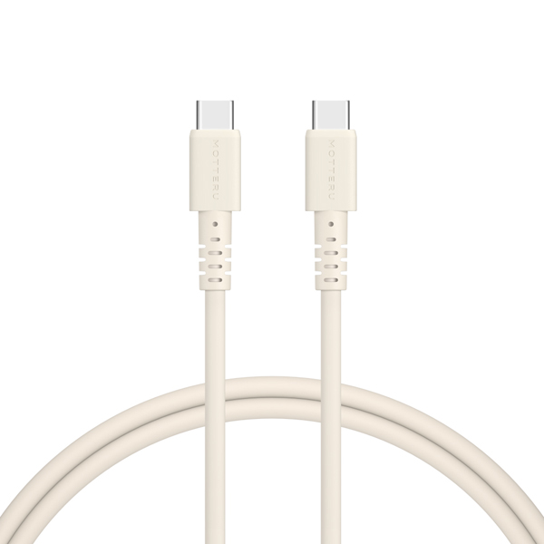 MOTTERU 240W対応 USB-C to USB-C シリコンケーブル 100cm アーモンドミルク 2年保証