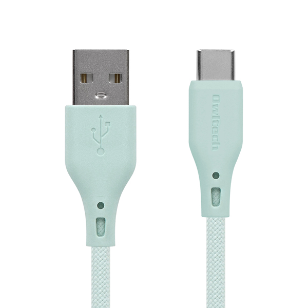 スマートフォン用USBケーブル/USB2.0規格準拠/A-C/（Aオス-Cオス）/シリコンケーブル/3A出力/温度センサー搭載/1.5m/150cm/アイスミントブルー