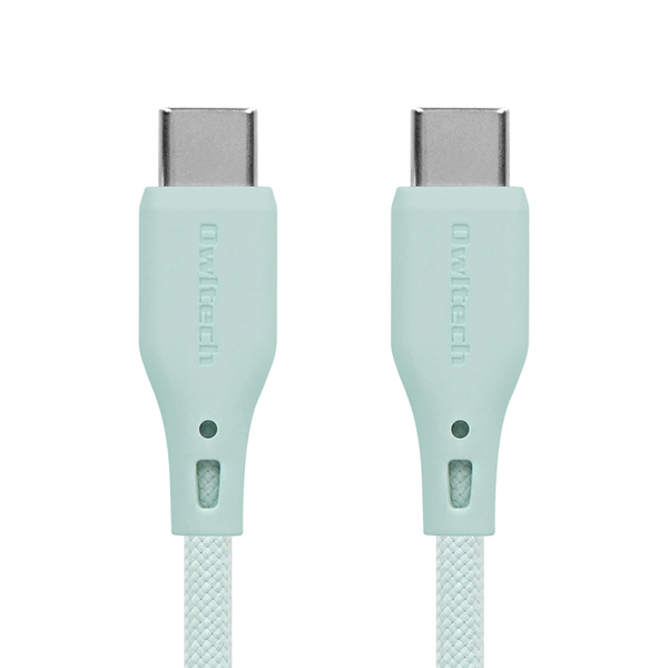スマホ・タブレット用USBケーブル/USB2.0規格準拠/USB（C-C）/Power Delivery対応/PD60W/データ転送/温度センサー搭載/シリコン/1.5m/150cm/アイスミントブルー