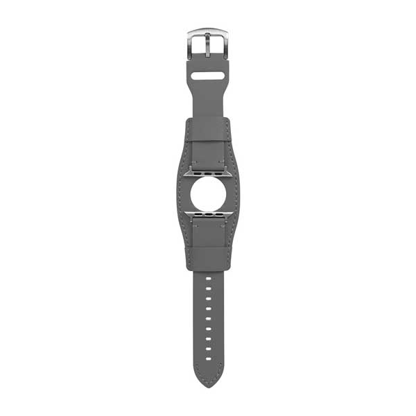 Apple Watch用バンド/アップルウォッチバンド/42mm/44mm/45mm/49mm/パイロットレザーバンド/ステンレスバックル/グレー