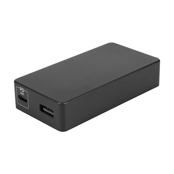 AC充電器/USB充電器/PD65W/窒化ガリウム/2ポート/Type-C/Type-A/薄型/PD対応ノートパソコン、iPad、iPhone、iPod、モバイルバッテリー、スマートフォン/ブラック