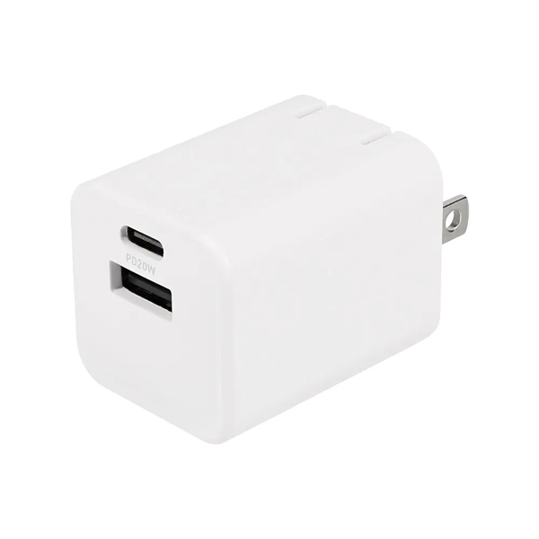 AC充電器/USB充電器/PD20W/2ポート/GaN採用/スマホ充電/PD対応iPad、iPhone、iPod、スマートフォン、タブレットPC、Wi-Fiルーター、加熱式たばこ等/ホワイト