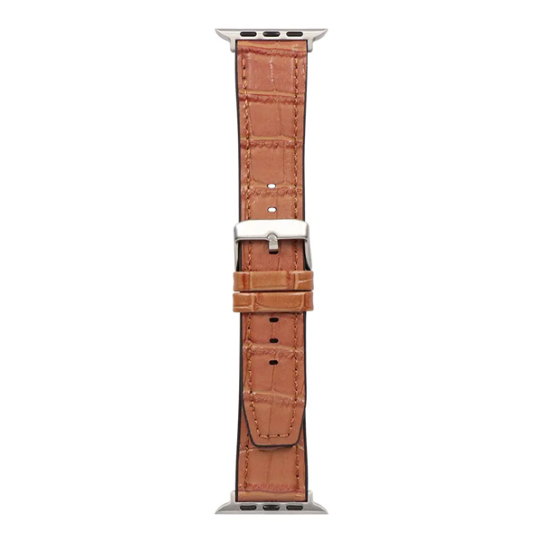 Apple Watch用バンド/アップルウォッチバンド/42mm/44mm/45mm/46mm/49mm/クロコダイルレザー/VORGAL/ライトブラウン